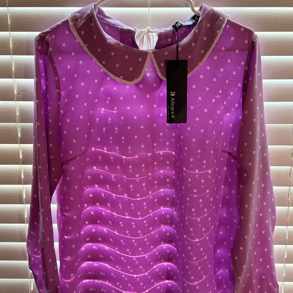 Allegra K Purple Heart Blouse